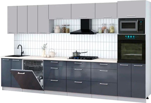 Кухонный гарнитур Интерлиния Мила Gloss 3.6-ПМ1-2 - фото