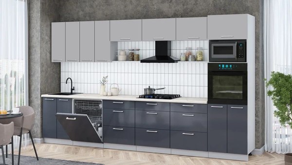 Кухонный гарнитур Интерлиния Мила Gloss 3.6-ПМ1-2