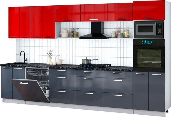 Кухонный гарнитур Интерлиния Мила Gloss 3.6-ПМ1-2 - фото