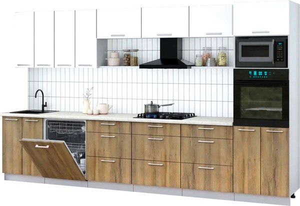 Кухонный гарнитур Интерлиния Мила Gloss 3.6-ПМ1-2 - фото