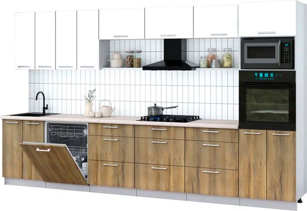 Кухонный гарнитур Интерлиния Мила Gloss 3.6-ПМ1-2 - фото