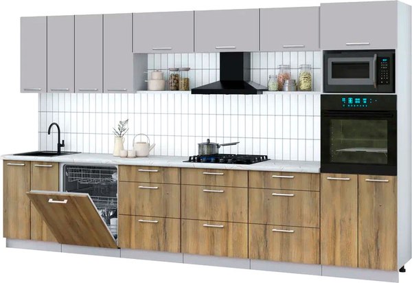 Кухонный гарнитур Интерлиния Мила Gloss 3.6-ПМ1-2 - фото