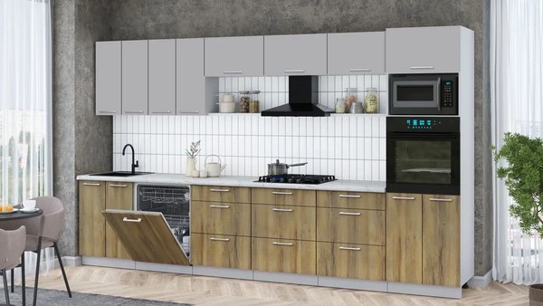 Кухонный гарнитур Интерлиния Мила Gloss 3.6-ПМ1-2