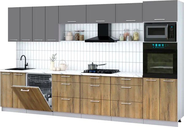 Кухонный гарнитур Интерлиния Мила Gloss 3.6-ПМ1-2 - фото