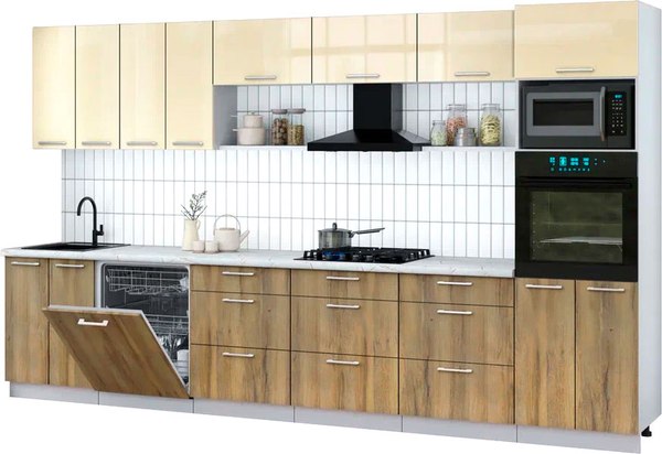 Кухонный гарнитур Интерлиния Мила Gloss 3.6-ПМ1-2 - фото