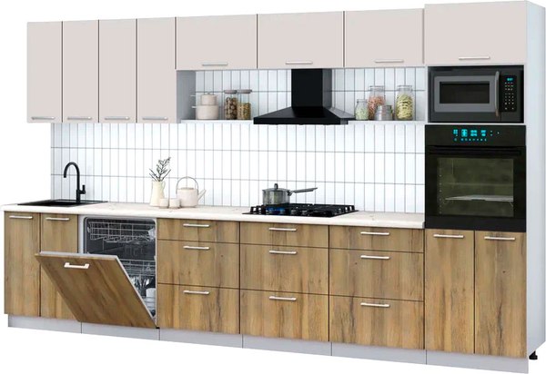 Кухонный гарнитур Интерлиния Мила Gloss 3.6-ПМ1-2 - фото