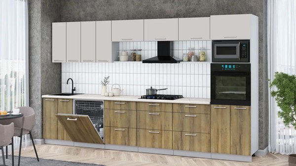 Кухонный гарнитур Интерлиния Мила Gloss 3.6-ПМ1-2