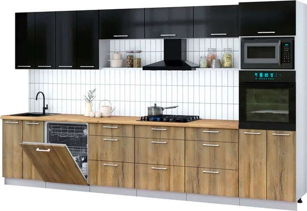 Кухонный гарнитур Интерлиния Мила Gloss 3.6-ПМ1-2 - фото