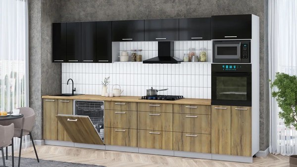 Кухонный гарнитур Интерлиния Мила Gloss 3.6-ПМ1-2