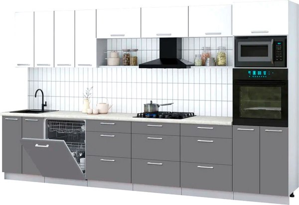 Кухонный гарнитур Интерлиния Мила Gloss 3.6-ПМ1-2 - фото