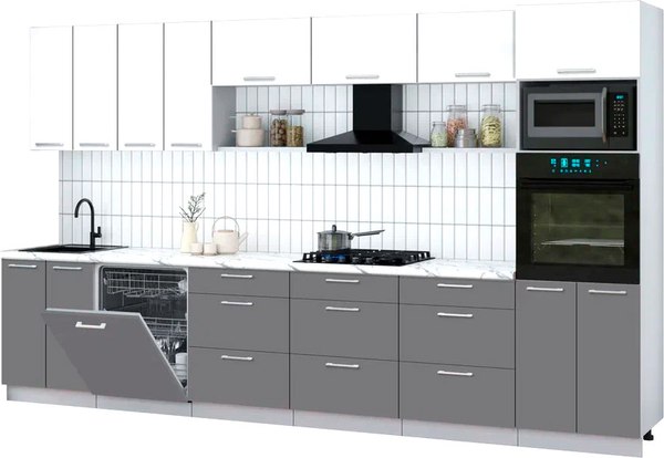 Кухонный гарнитур Интерлиния Мила Gloss 3.6-ПМ1-2 - фото