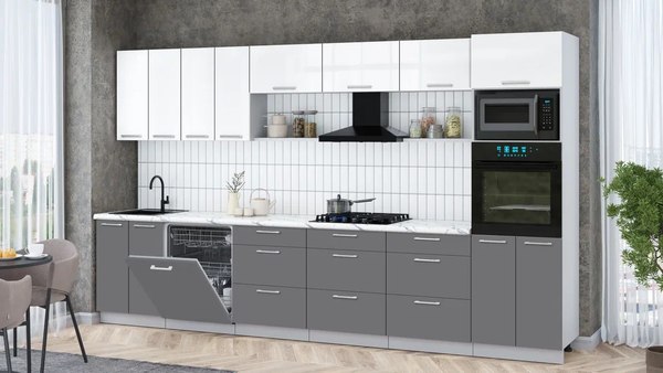 Кухонный гарнитур Интерлиния Мила Gloss 3.6-ПМ1-2