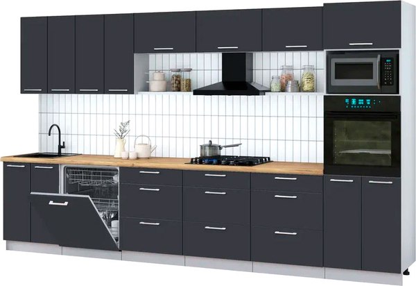 Кухонный гарнитур Интерлиния Мила Gloss 3.6-ПМ1-2 - фото