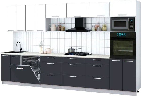 Кухонный гарнитур Интерлиния Мила Gloss 3.6-ПМ1-2 - фото