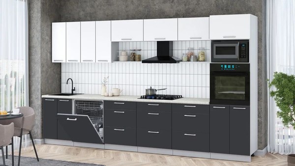 Кухонный гарнитур Интерлиния Мила Gloss 3.6-ПМ1-2