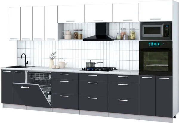 Кухонный гарнитур Интерлиния Мила Gloss 3.6-ПМ1-2 - фото