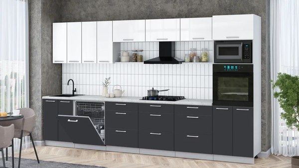 Кухонный гарнитур Интерлиния Мила Gloss 3.6-ПМ1-2