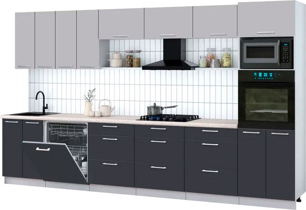 Кухонный гарнитур Интерлиния Мила Gloss 3.6-ПМ1-2 - фото