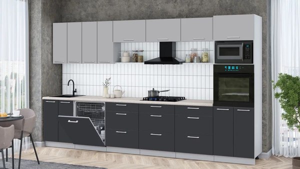 Кухонный гарнитур Интерлиния Мила Gloss 3.6-ПМ1-2