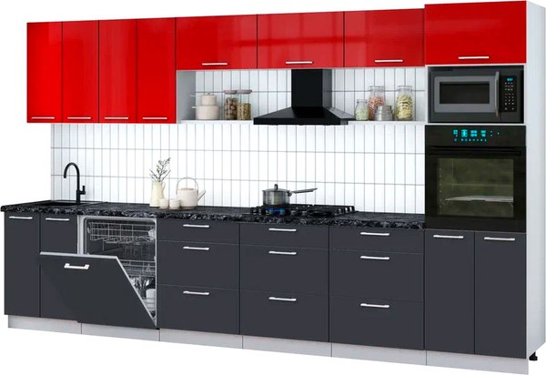 Кухонный гарнитур Интерлиния Мила Gloss 3.6-ПМ1-2 - фото