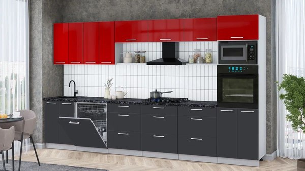 Кухонный гарнитур Интерлиния Мила Gloss 3.6-ПМ1-2