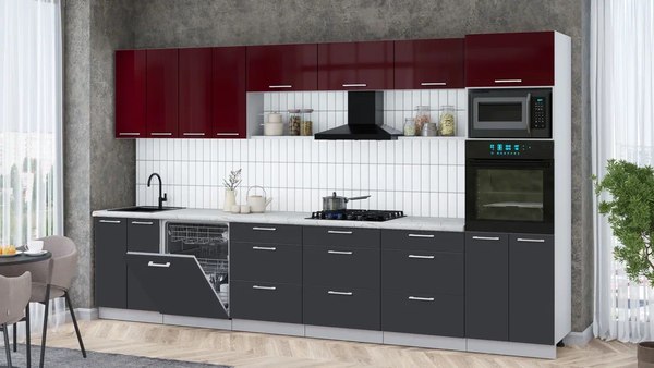 Кухонный гарнитур Интерлиния Мила Gloss 3.6-ПМ1-2