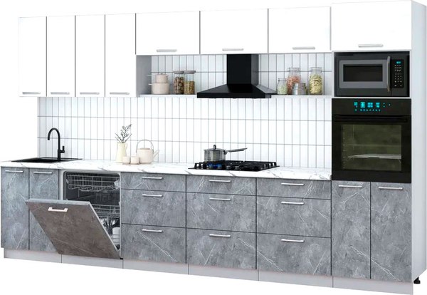 Кухонный гарнитур Интерлиния Мила Gloss 3.6-ПМ1-2 - фото