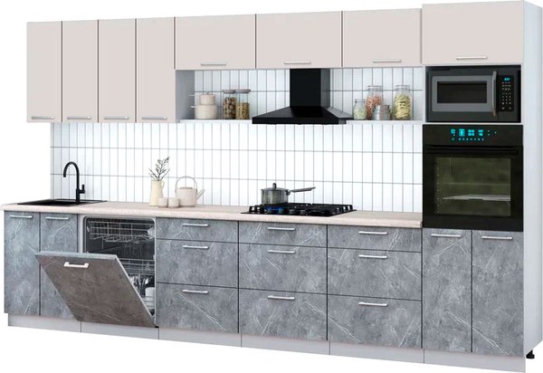 Кухонный гарнитур Интерлиния Мила Gloss 3.6-ПМ1-2 - фото