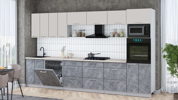 Кухонный гарнитур Интерлиния Мила Gloss 3.6-ПМ1-2