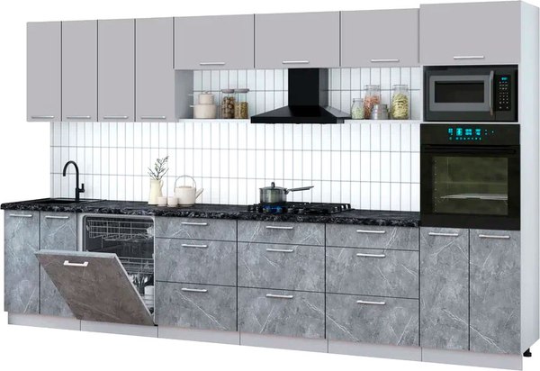 Кухонный гарнитур Интерлиния Мила Gloss 3.6-ПМ1-2 - фото