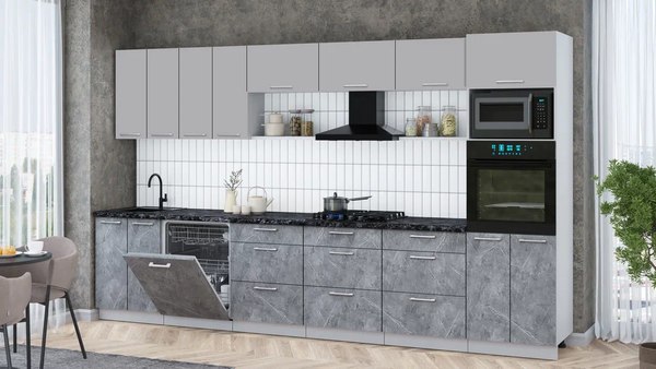 Кухонный гарнитур Интерлиния Мила Gloss 3.6-ПМ1-2