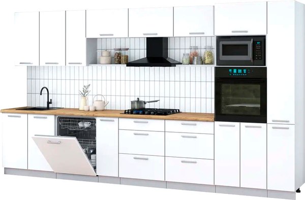 Кухонный гарнитур Интерлиния Мила Gloss 3.8-ПМ1 - фото