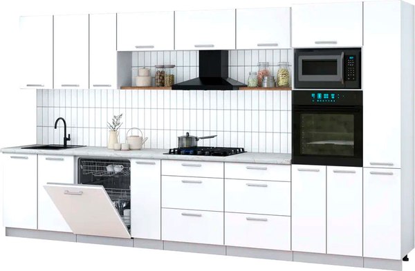 Кухонный гарнитур Интерлиния Мила Gloss 3.8-ПМ1 - фото