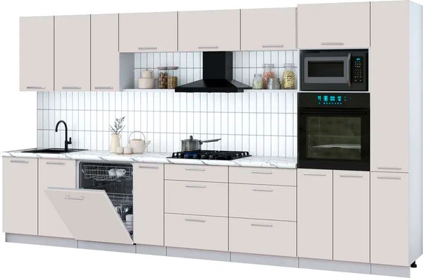 Кухонный гарнитур Интерлиния Мила Gloss 3.8-ПМ1 - фото