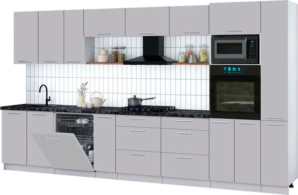 Кухонный гарнитур Интерлиния Мила Gloss 3.8-ПМ1 - фото