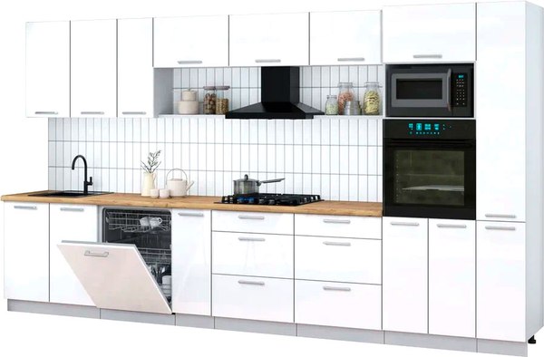 Кухонный гарнитур Интерлиния Мила Gloss 3.8-ПМ1 - фото