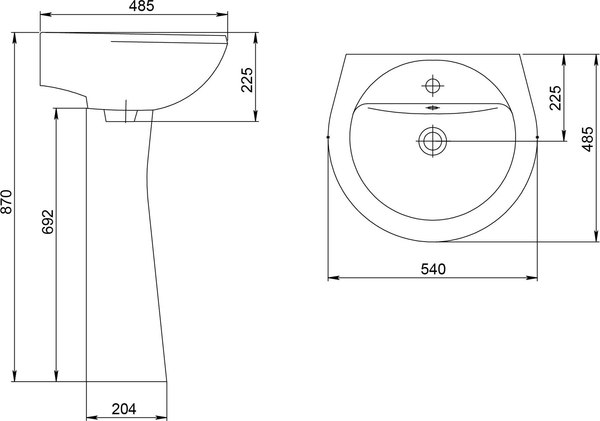 Умывальник Santeri Соната + пьедестал / 131112S0011B0PDST