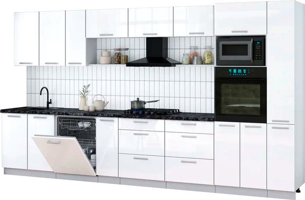 Кухонный гарнитур Интерлиния Мила Gloss 3.8-ПМ1 - фото