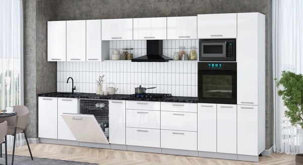 Кухонный гарнитур Интерлиния Мила Gloss 3.8-ПМ1