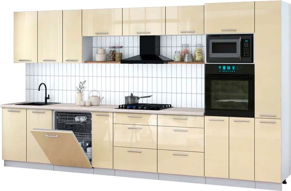 Кухонный гарнитур Интерлиния Мила Gloss 3.8-ПМ1 - фото