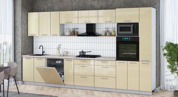 Кухонный гарнитур Интерлиния Мила Gloss 3.8-ПМ1