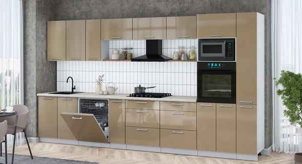 Кухонный гарнитур Интерлиния Мила Gloss 3.8-ПМ1