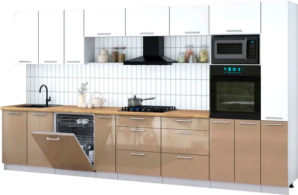 Кухонный гарнитур Интерлиния Мила Gloss 3.8-ПМ1 - фото