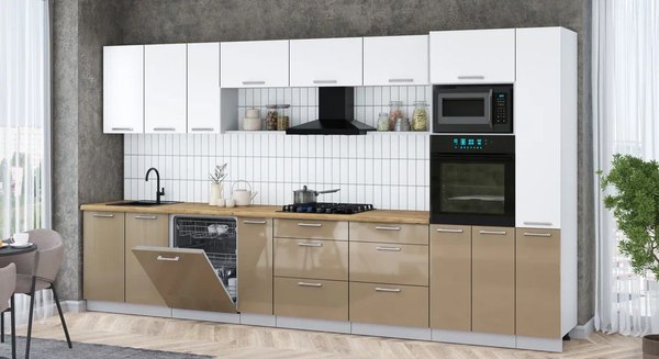 Кухонный гарнитур Интерлиния Мила Gloss 3.8-ПМ1