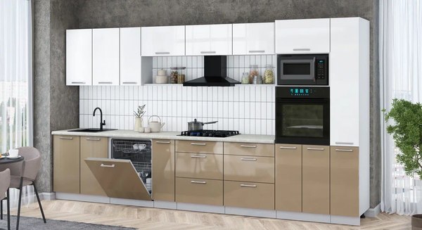 Кухонный гарнитур Интерлиния Мила Gloss 3.8-ПМ1