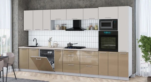 Кухонный гарнитур Интерлиния Мила Gloss 3.8-ПМ1