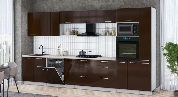 Кухонный гарнитур Интерлиния Мила Gloss 3.8-ПМ1