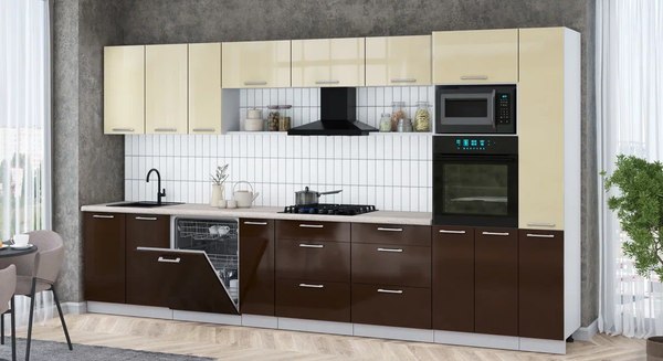 Кухонный гарнитур Интерлиния Мила Gloss 3.8-ПМ1