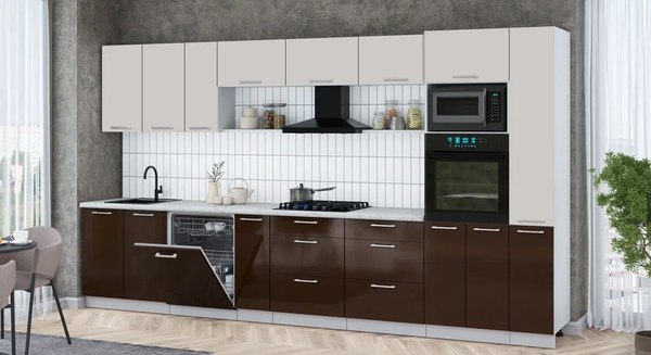 Кухонный гарнитур Интерлиния Мила Gloss 3.8-ПМ1