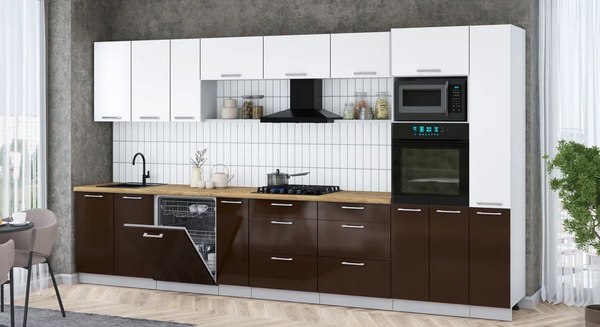 Кухонный гарнитур Интерлиния Мила Gloss 3.8-ПМ1